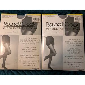 Round The Clock Vintage 1990's Size B Lot 2 Sea Silver Pantyhose Stockings NOS